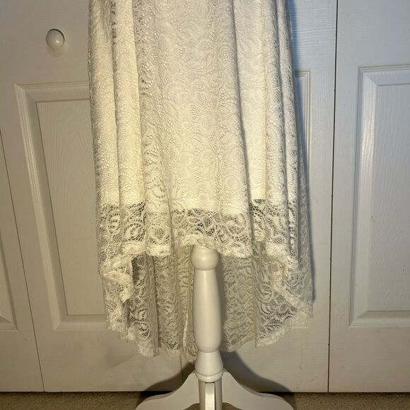 HomRain Floral Eyelet Lace Dress Off The Shoulder High Low Hem Dress L - Picture 6 of 13